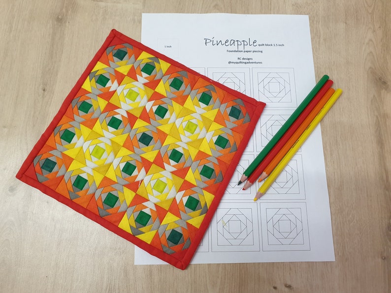 Printable Mini Pineapple Quilt Block: 1.5” Paper Pieced Pattern ...