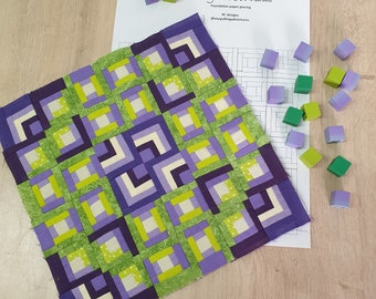 Bloki pikowania z bali do wydrukowania: 3 warianty, z których można zrobić tę uroczą miniQuilt!  Wzór papieru 1,5 cala, nowoczesny FPP