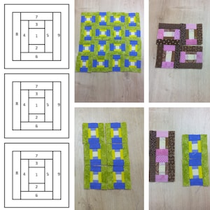 Mini tribunale gradini baita in legno stampabile Blocco trapunta: modello Paper Pieced da 1,5"