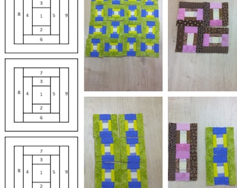 Mini gmach sądu, schody do druku, domek z bali Blok kołdry: wzór kawałków papieru 1,5 cala