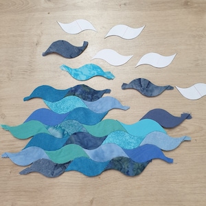 English paper piecing WAVES pattern, EPP templates PDF