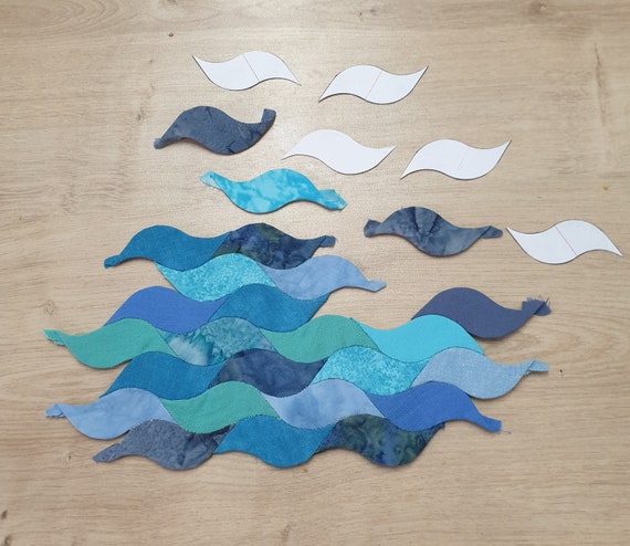 English paper piecing WAVES pattern, EPP templates PDF