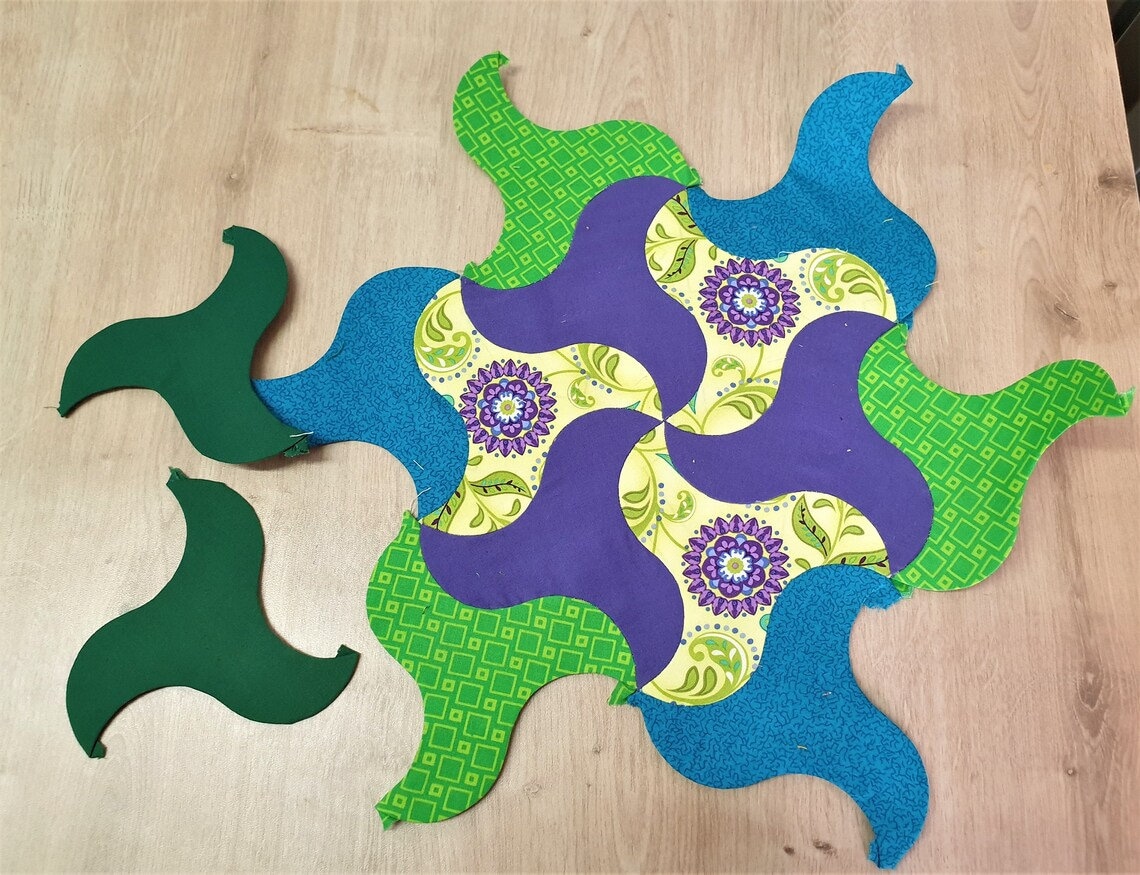 Curvy English paper piecing patterns bundle , 3 patterns, SVG EPP ...