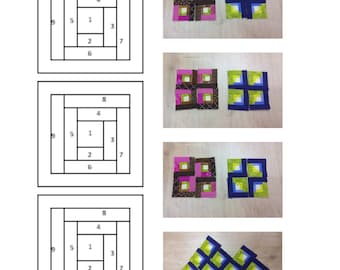 Mini klasyczna chatka z bali do wydrukowania Blok kołdry: wzór w kawałkach papieru 1,5 cala