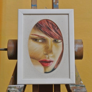Petit tableau sur carton toilé Portrait de femme Art contemporain Idée cadeau Cadeau de mariage Peinture à l'huile