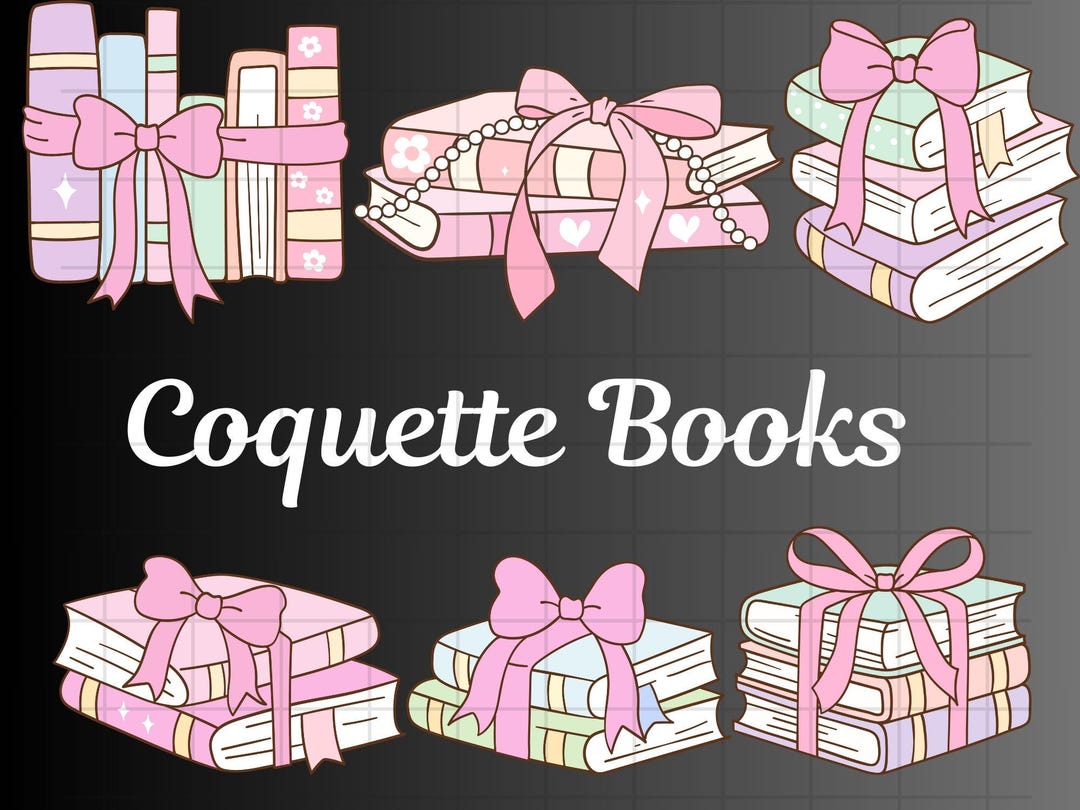 Coquette Books Png\ Pink Bookish\ Girly Bookish\ Ribbon Bow Booklover ...