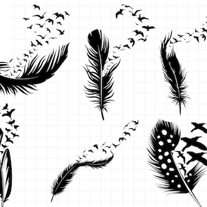 Feather birds svg\ Feather svg bundle\ Flock of birds feather svg\ flying birds svg\ Feather clipart\ Silhouette feather\ Png feather\ dxf