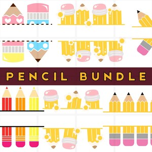 Pencil SVG\ PNG Bundle\ School\ Monogram Frame\ Pencil Name Frame\ Instant Download\ Cut Files\ Sublimation (9 individual svg/png files)