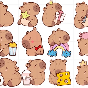 Cute Capybara PNG\ Funny Capybara Clipart Bundle\ Set Kawaii Animal Illustration\ Anime Cartoon Digital Sticker\ Trendy Sublimation Image