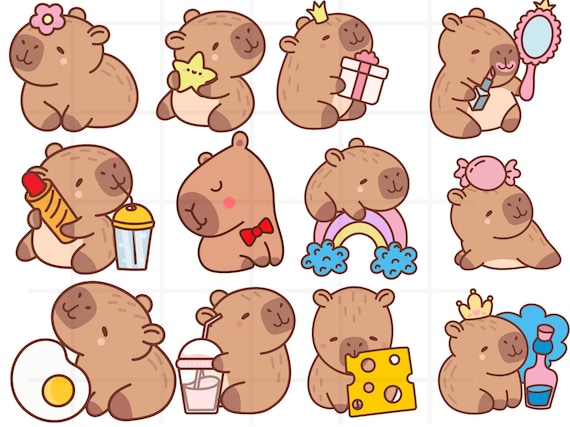 Cute Capybara PNG\ Funny Capybara Clipart Bundle\ Set Kawaii Animal Illustration\ Anime Cartoon Digital Sticker\ Trendy Sublimation Image