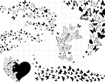 Paquete SVG de enjambre de mariposas: archivo de corte de silueta (descarga digital)