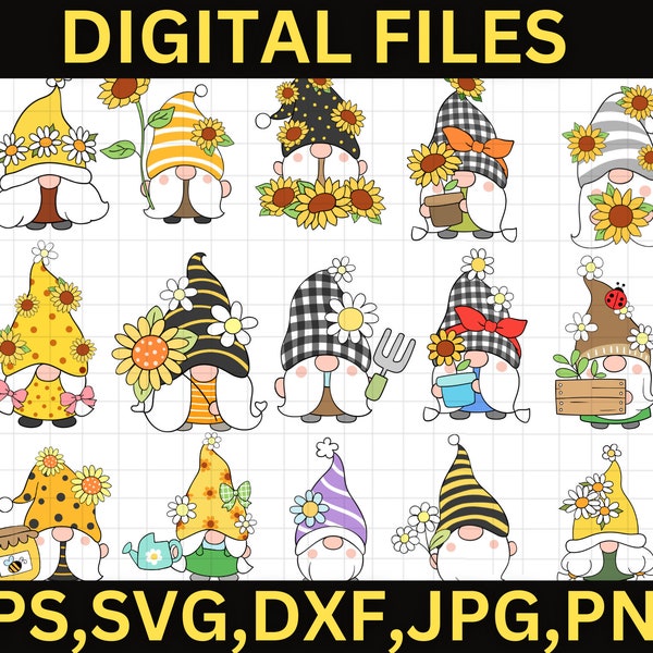 Spring Gnome svg\ Garden Gnomes Svg\ Daisy Spring Gnomes Svg\ Gnomes Bundle svg\ Gnome svg\ Gnome Cut File\ Cut Files\ svg png pdf