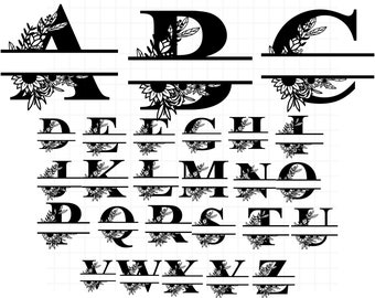 Floral Split Monogram Letters A-Z: Wedding Shirt Design (Digital Download)