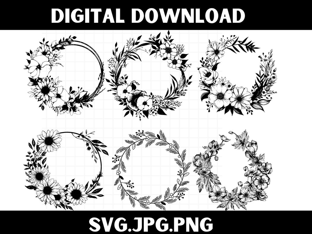 Wreath Svg Bundle Circle Svg Bundle Floral Wreath Svg Heart - Etsy UK