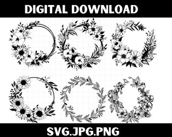 Wreath svg bundle\ circle svg bundle\ floral wreath svg\ heart laurel wreath svg\ wedding wreath svg\ wreath monogram svg circle frame