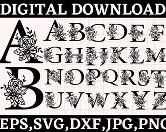 Monogramm Buchstabe A-Z&#39; Floral Alphabet geschnitten Datei&#39;