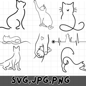 Cat Line Art SVG PNG Digital Download\ Hand drawn cats\ Minimalist Cat SVG Mega Bundle\ Cat Kitty Clip Art\ Line Drawing\ Cat Lover Svg.