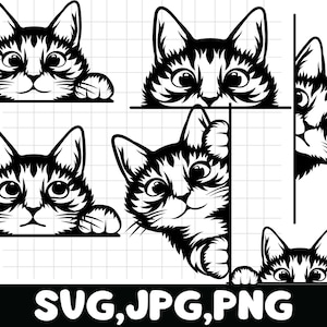 覗き見猫 SVG\ 覗き見猫 クリップアート\ Cricut 用覗き見猫 SVG ファイル\ 覗き見猫 シルエット SVG\ かわいい猫 SVG\ 黒猫 SVG\ 猫バンドル