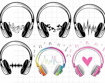 Hörlurar SVG Clipart: Musik Headset Vektor Klippfil