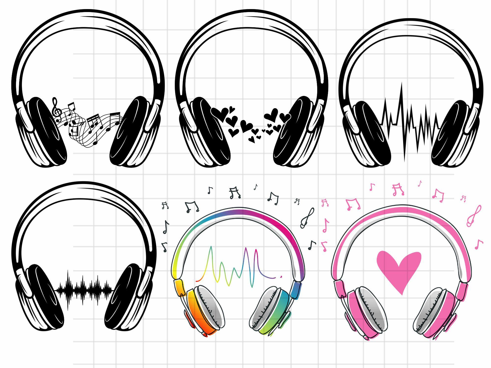 SVG-clipart hoofdtelefoon: vectorbestand muziekheadset - Etsy België, image size:2000x1500