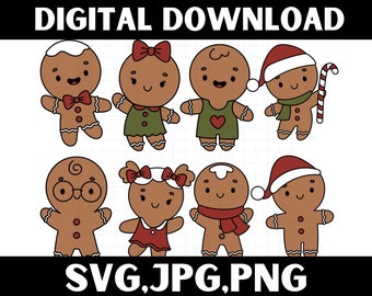 Gingerbread Man SVG Bundle\ Gingerbread SVG\ Christmas Holiday Gingerbread Girl Woman png Person Printable\ Christmas Cookie SVG