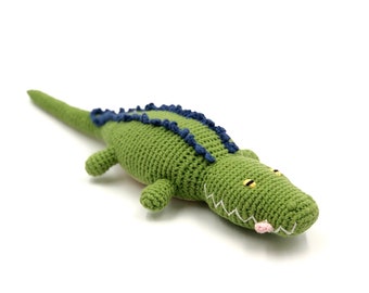 Crochet Crocodile Rattle| Cotton| Children’s Toys| Baby Gift| Ethically Made| Fair Trade Certified