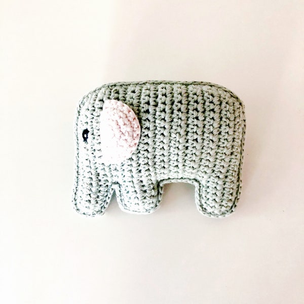 Hochet éléphant au crochet | Coton biologique| Hochet jouet| Jouet pour bébé| Cadeau bébé| Jouets équitables