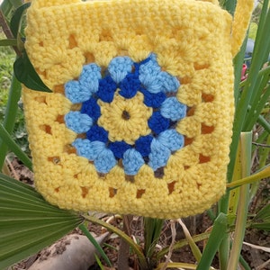 handmade crocheted bright yellow flower purse