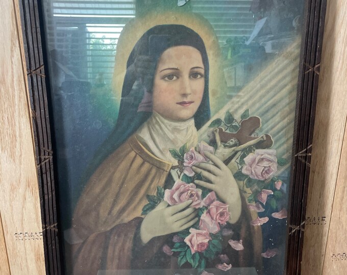 Vintage Framed Religious Art Print of St Therese Etsy