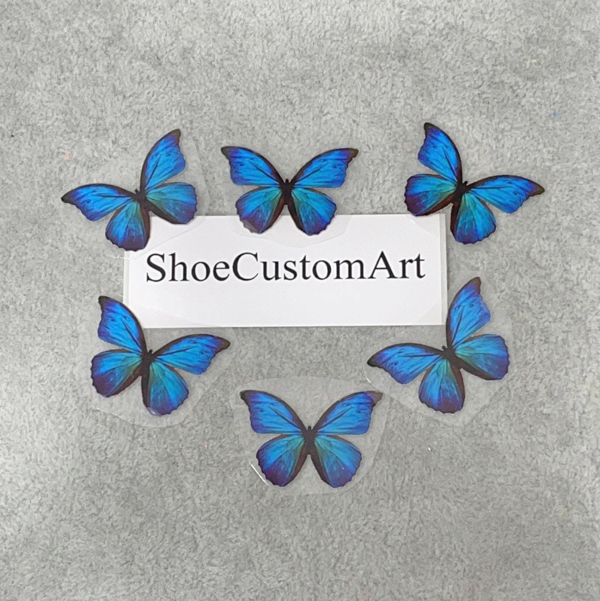 Small Blue Butterfly Iron on Patches for Custom Shoes, Heat