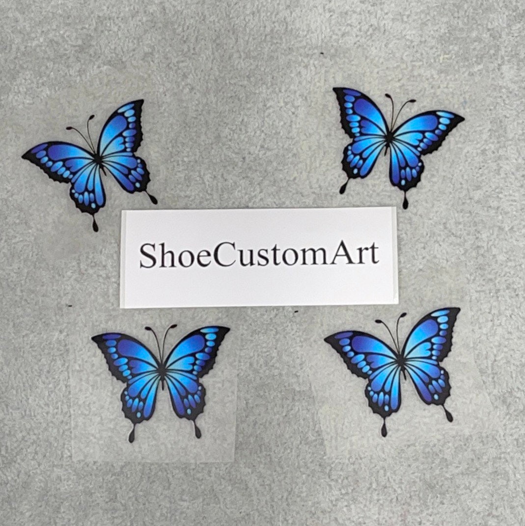 BLUE BUTTERFLY IRON-ON STICKER SHOE HEAT TRANSFERS – THE CUSTOM SHOP