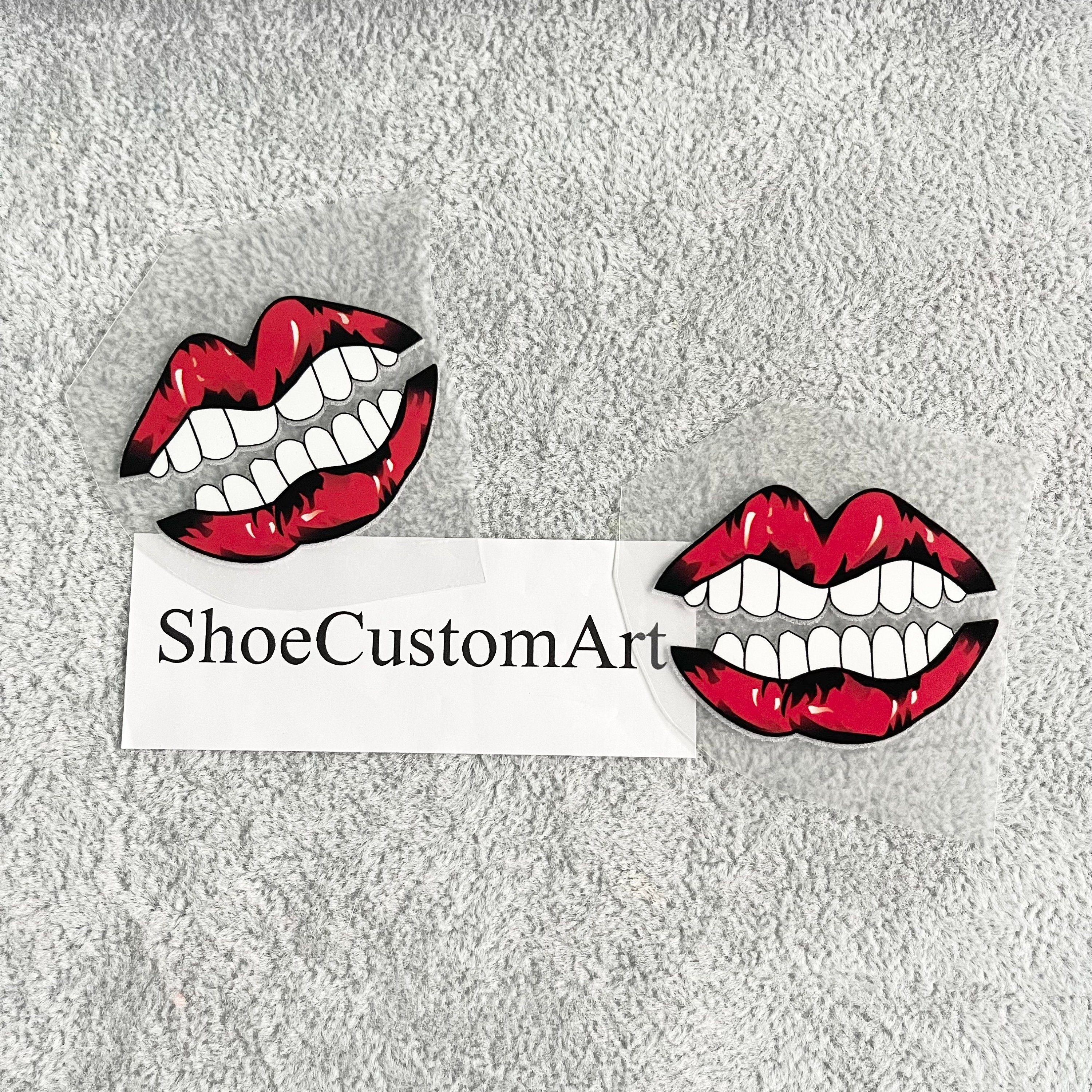 Promesa Roble golpear Set of 2 Red Lips Biting Teeth Transfer Stickers for Custom - Etsy