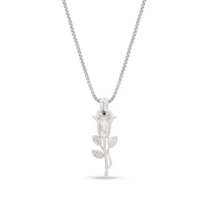 Rose Pendant Necklace 925 Sterling Silver , FlowerAmulet, 00s Hip Hop, cadeau pour homme, Gift for men, Gift for dad