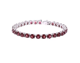 Garnet Tennis Bracelet: Sterling Silver January Birthstone, Bridal Jewelry