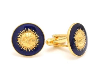 Enamel Cufflinks: 925 Sterling Silver, Groom/Father Gift