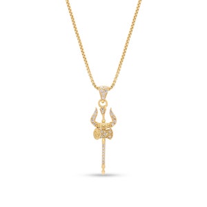 925 sterlingzilveren Shiva trishool-hangerketting, Shiva iced out amulet, hiphop uit de jaren 00, cadeau pour homme, cadeau voor mannen, cadeau voor papa