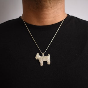 Iced Out Ziege Anhänger: 925 Sterling Silber Hip Hop Halskette