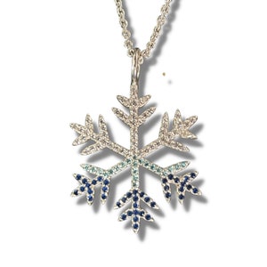 Frozen sterling silver Iced out Pendant, Snowflake princess necklace