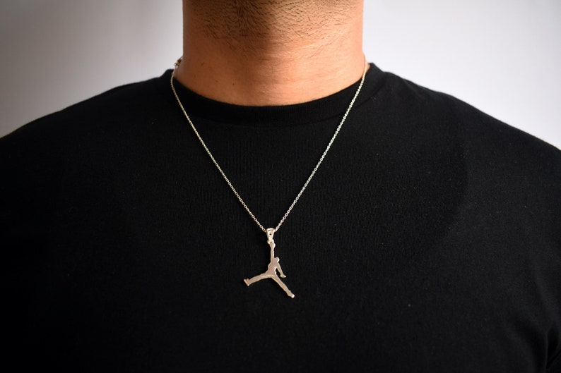 Jordan Necklace Jumpman Necklace Basketball Pendant Slam Etsy