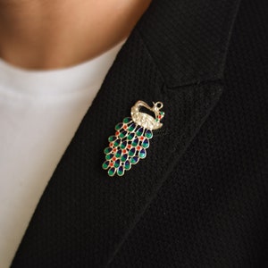 Peacock Brooch Designer Jewelry Enamel Jewelry Peacock pin For men Gift For Her Gift for men Birthday Gift Gift Brooch Pin image 2