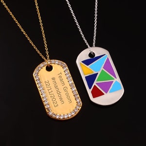 Dog Tag Personalized in Solid 925 Sterling Silver, Couples Gift, Custom enamel name necklace, Personalized gift for pet lover
