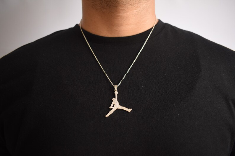 Jordan Iced Out Pendant Jumpman Necklace Basketball Pendant Slam Dunk