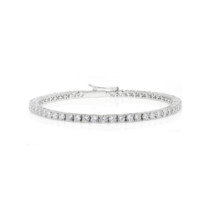 Cubic Zirconia Tennis Bracelet: 925 Sterling Silver, 3mm