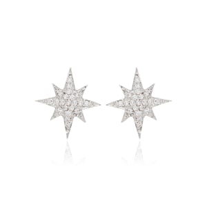 North Star Studs earrings 925 sterling silver, starburst, dainty earrings studs, Gift for her, minimalist, gift for mom, Christmas gift idea