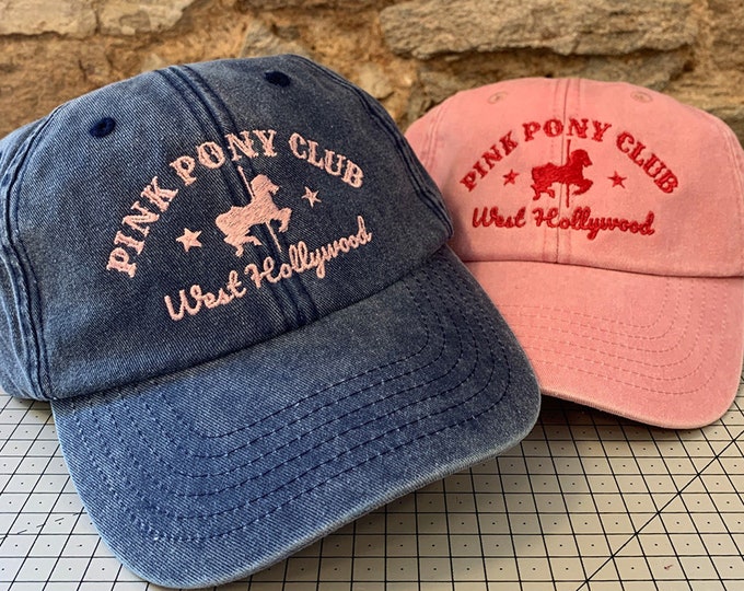 Embroidered Cap with Pink Pony Club Design - Choose from Different Colours and Cap Styles