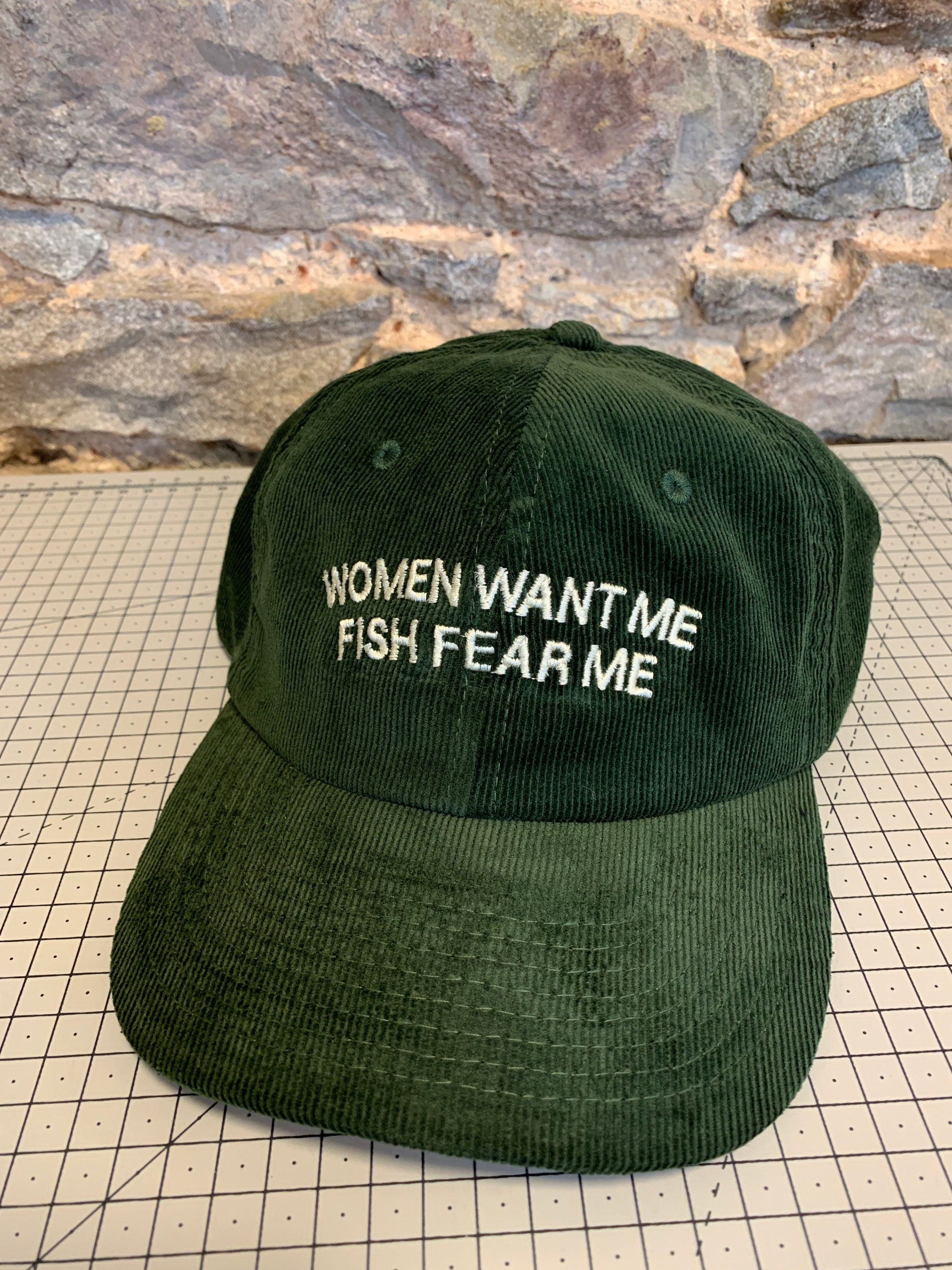 Women Want Me Fish Fear Me Embroidered Corduroy Cap - Etsy