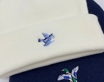 Embroidered Motif Beanie - Beautiful Birds