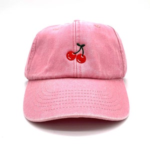 Vintage Canvas Cap with Cherry Embroidered Design