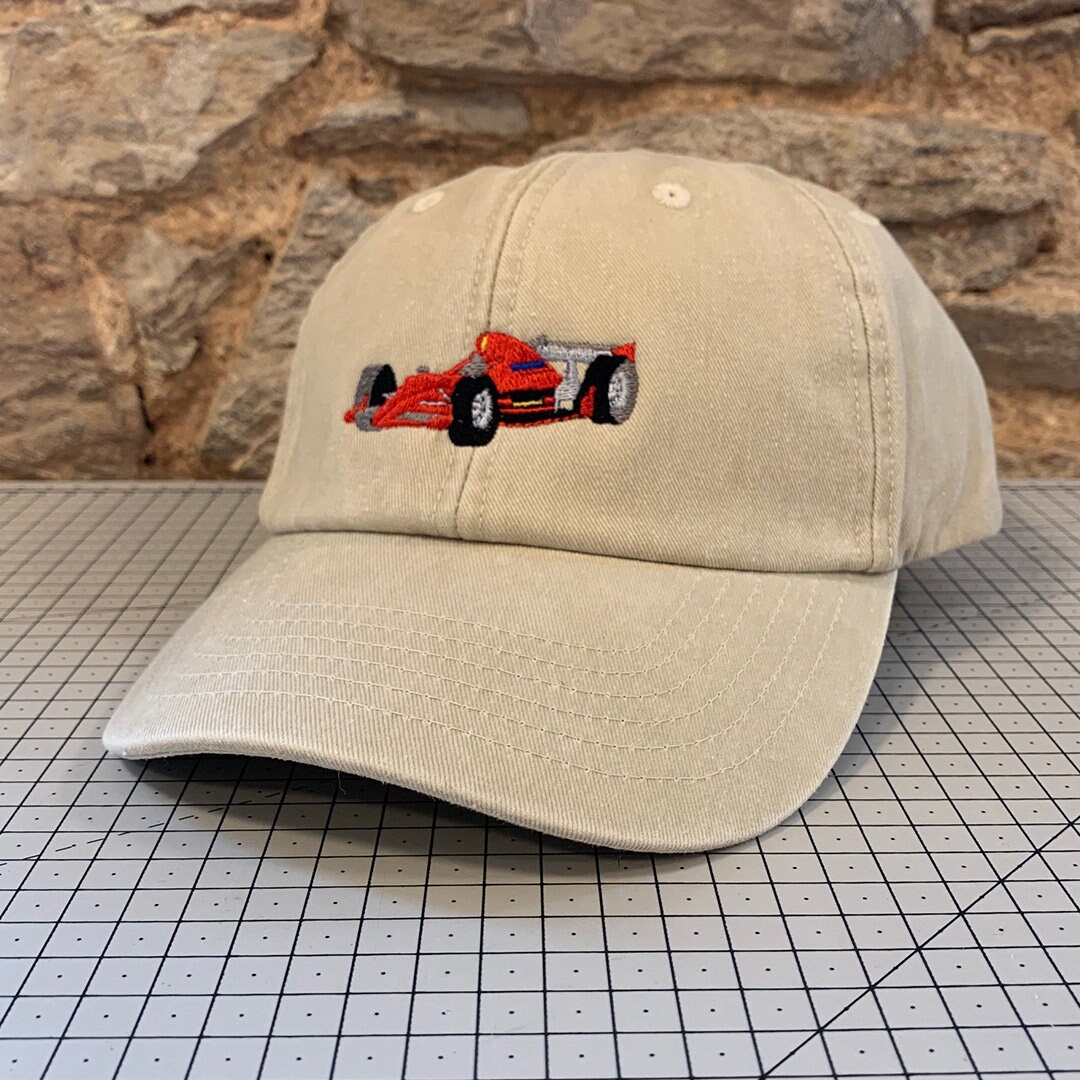 Embroidered Race Car Cap - Vintage Washed Canvas - Customisable Options ...