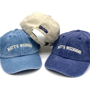 Vintage Canvas Wedding Party Cap | Custom Embroidered | Choose From Different Cap Colours